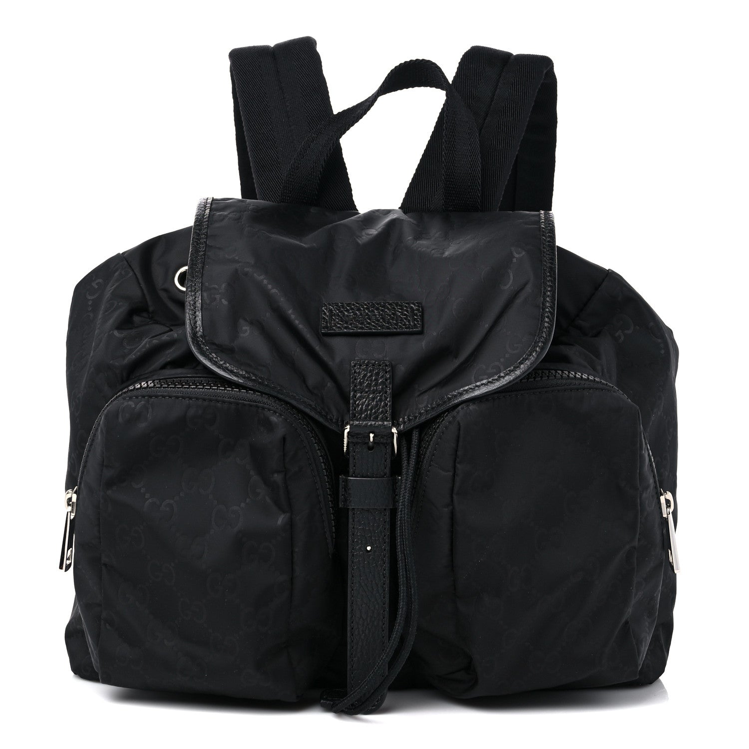 Gucci Nylon Monogram Medium Light Single Buckle Backpack Black 1 of 9