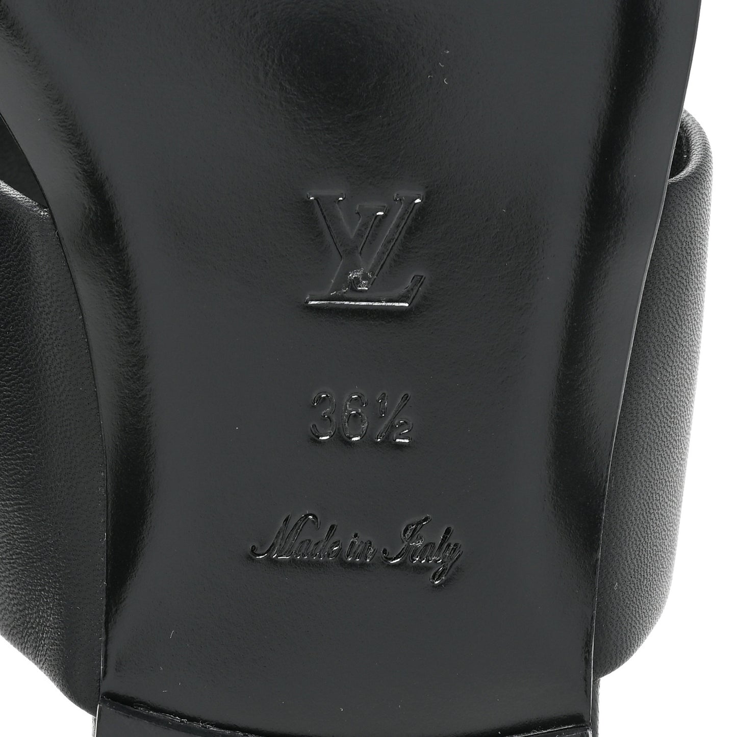 Lambskin Embossed Monogram Drapy Flat Thong Sandal 36.5 Black