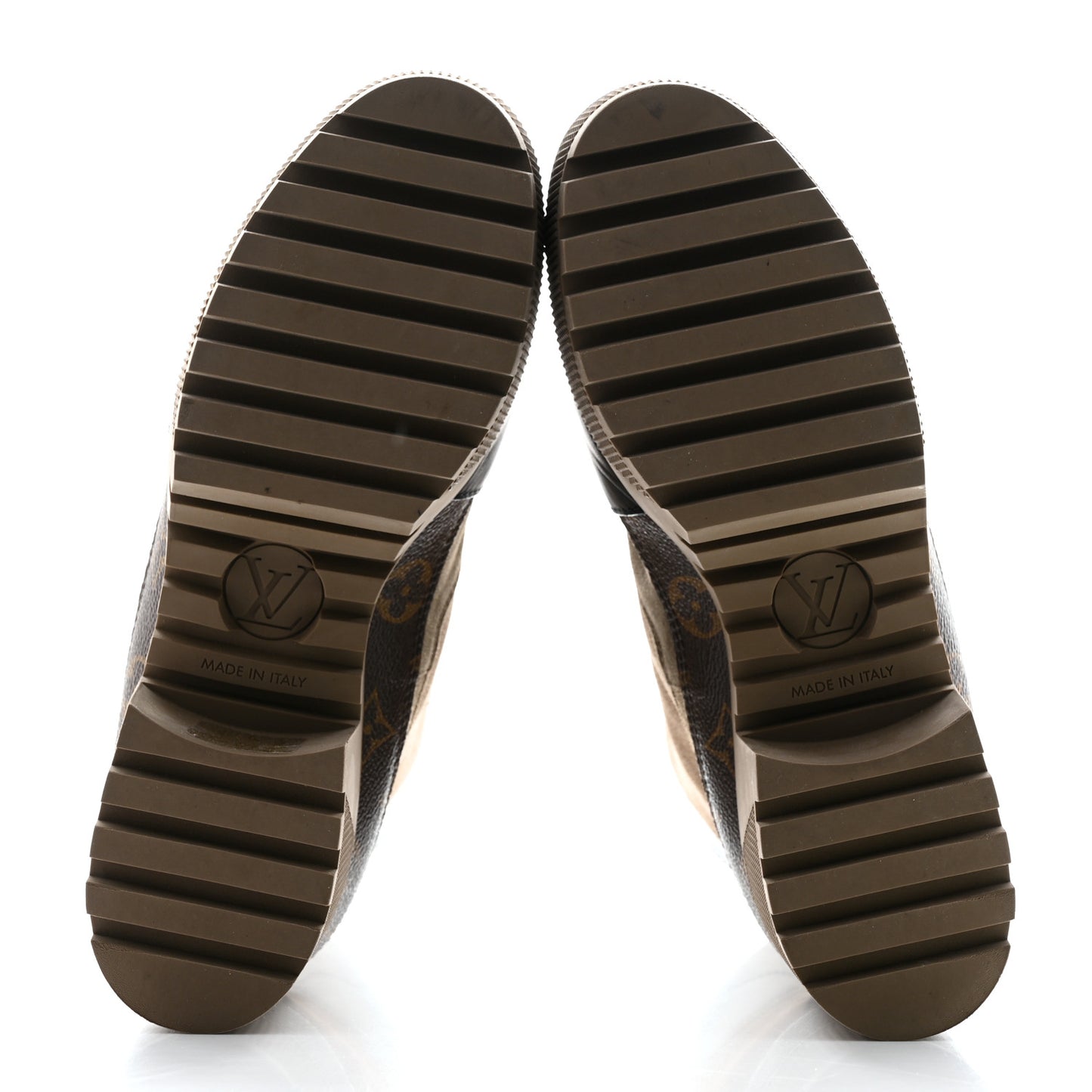 Suede Calfskin Monogram Laureate Platform Desert Boots 39.5 Taupe