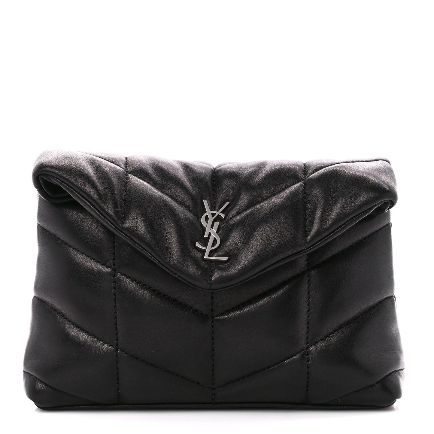 Lambskin Monogram Loulou Puffer Pouch Clutch Black