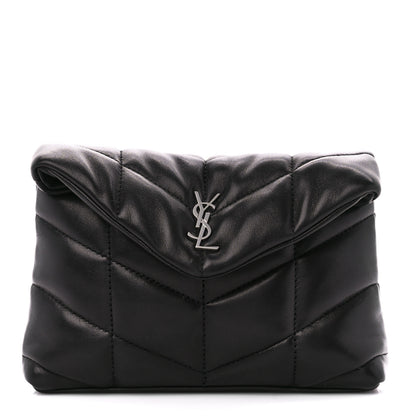 Saint Laurent Lambskin Monogram Loulou Puffer Pouch Clutch Black 1 of 11