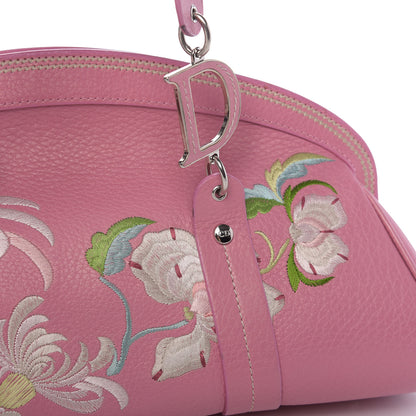 Christian Dior Grained Calfskin Romantic Flowers Frame Satchel Pink 12 of 13