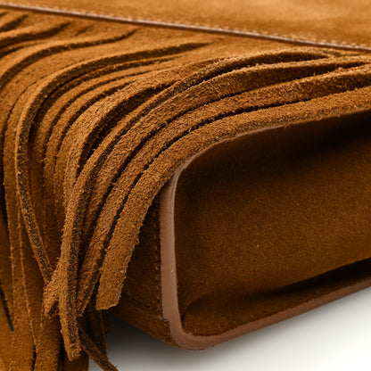 Saint Laurent Suede Fringe Medium Monogram Satchel Light Ocre 8 of 8