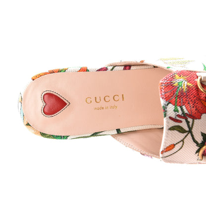 Gucci Canvas Flora Womens Princetown Slippers 38 White Multicolor 7 of 9