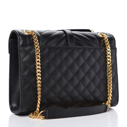 Saint Laurent Grain De Poudre Textured Mixed Matelasse Triquilt Medium Monogram Satchel Black 3 of 9