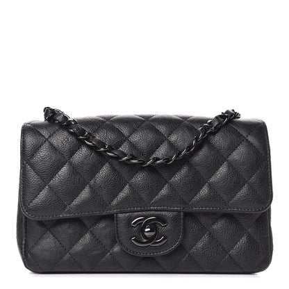 Chanel Crumpled Calfskin Quilted Mini Rectangular Flap So Black 1 of 12