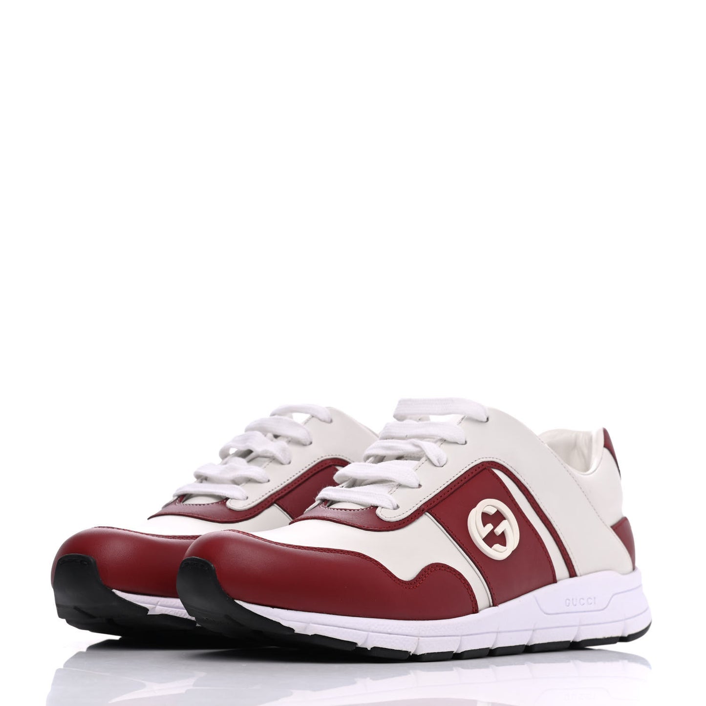 Calfskin Womens Interlocking G Sneakers 40 White Rosso
