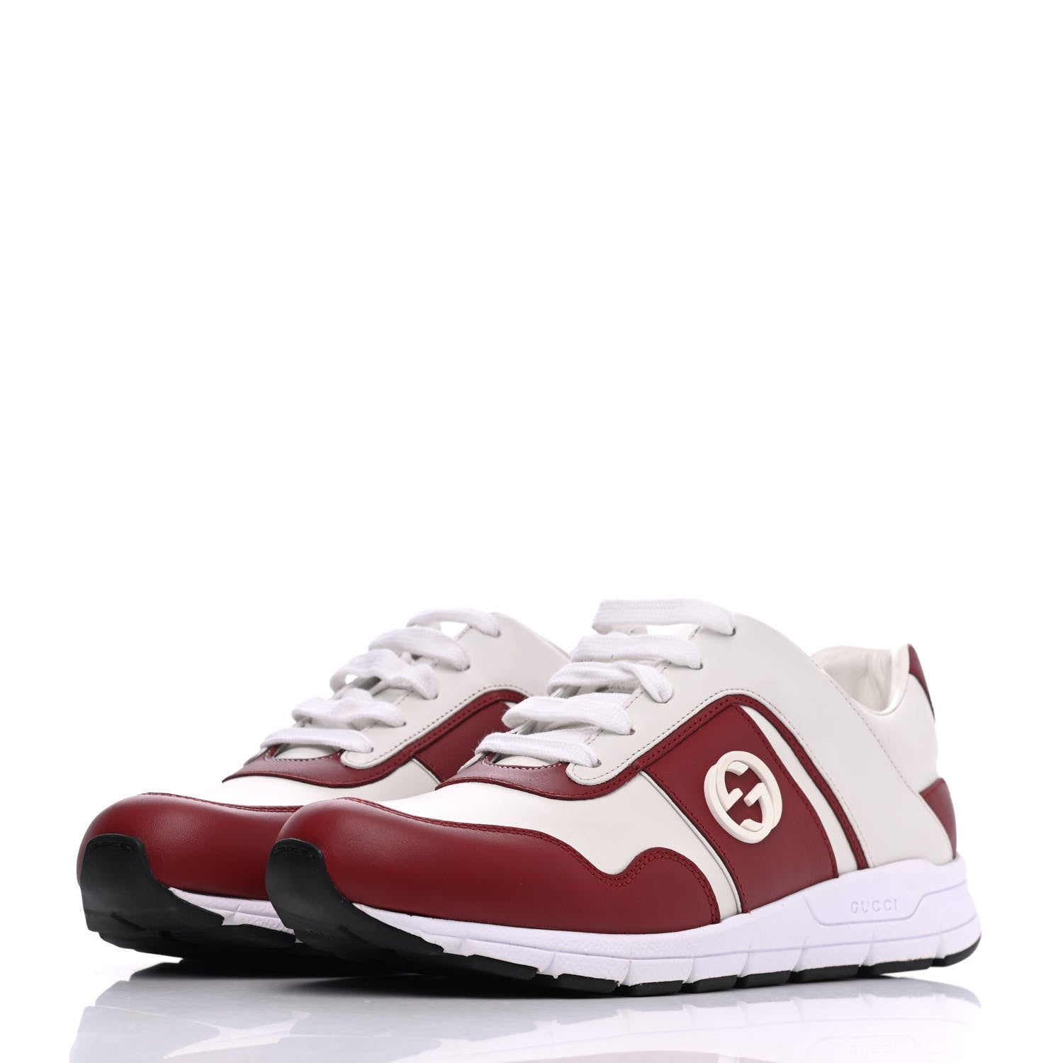 Gucci Calfskin Womens Interlocking G Sneakers 40 White Rosso 3 of 9