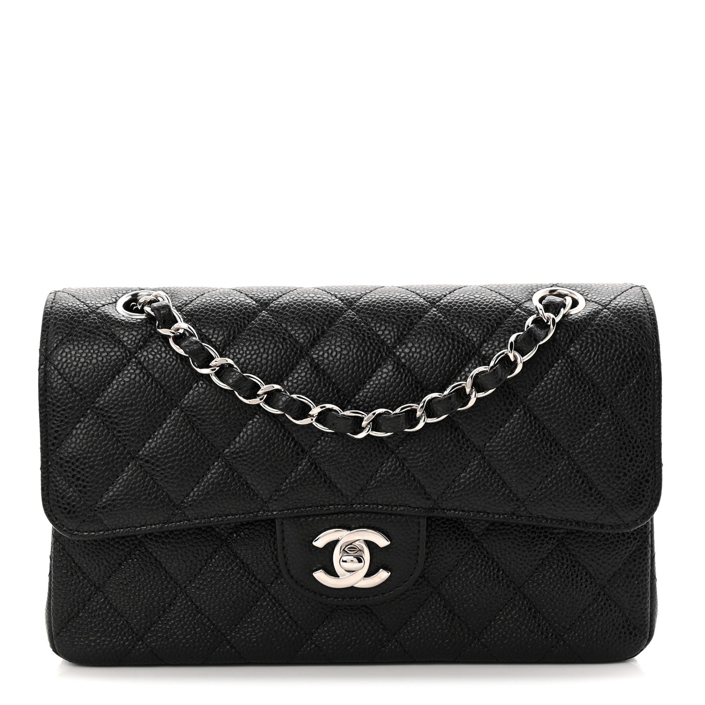 Caviar Quilted Small Double Flap Black