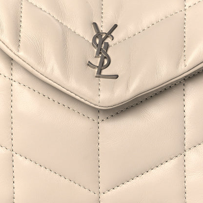 Saint Laurent Lambskin Monogram Loulou Puffer Pouch Clutch Crema Soft 8 of 9