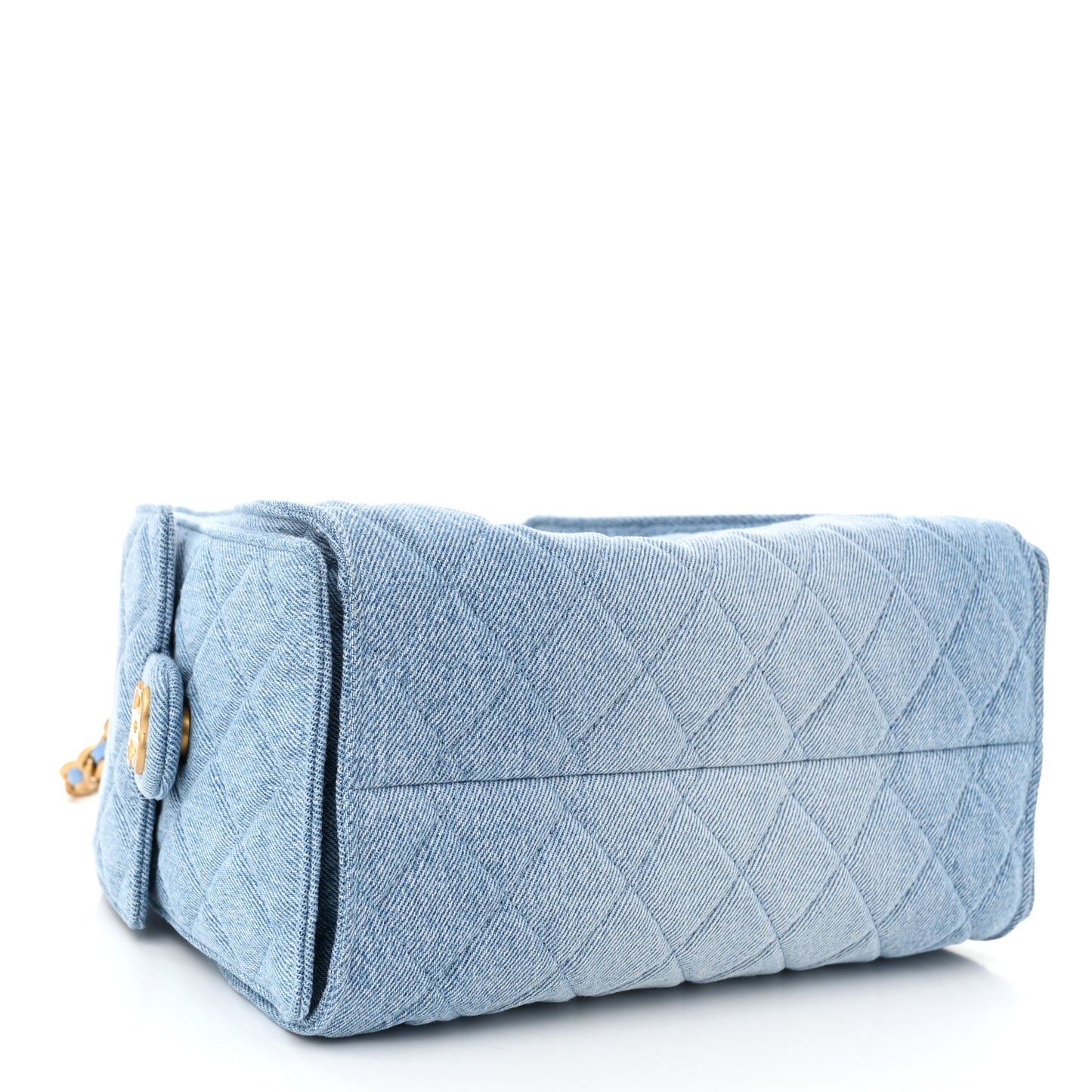 Washed Denim Quilted Small Chanel 25 Handbag Blue