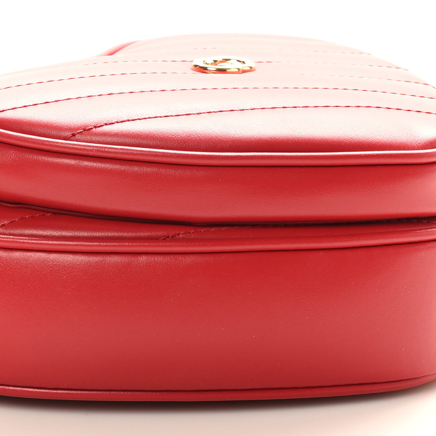 Calfskin Matelasse Diagonal Mini Interlocking G Heart Shoulder Bag Hibiscus Red