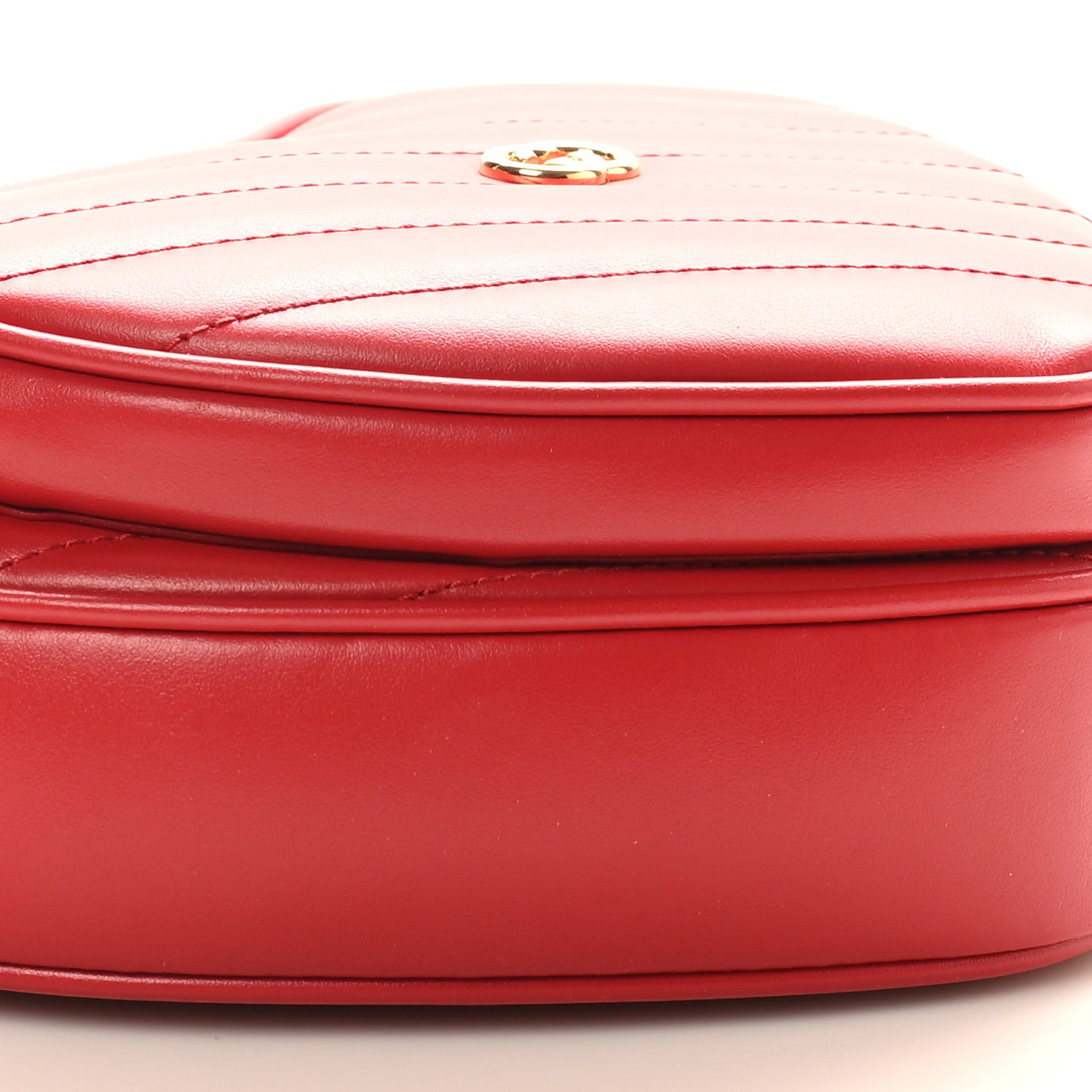 Gucci Calfskin Matelasse Diagonal Mini Interlocking G Heart Shoulder Bag Hibiscus Red 10 of 11