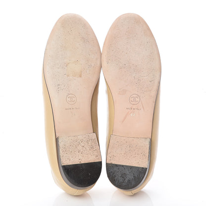 Chanel Lambskin Cap Toe CC Ballerina Flats 39 Beige Black 7 of 12