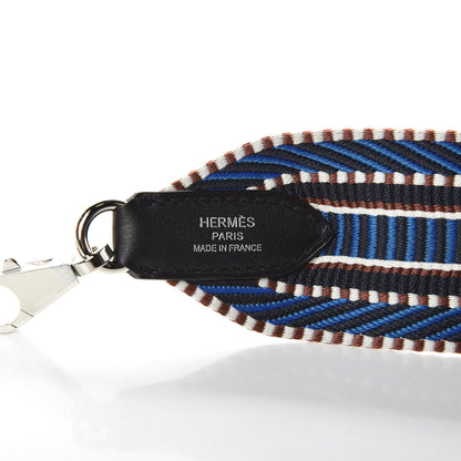 Hermes Toile Swift 50mm Sangle Cavale Shoulder Strap Bleu Zellige Indigo Black 3 of 5