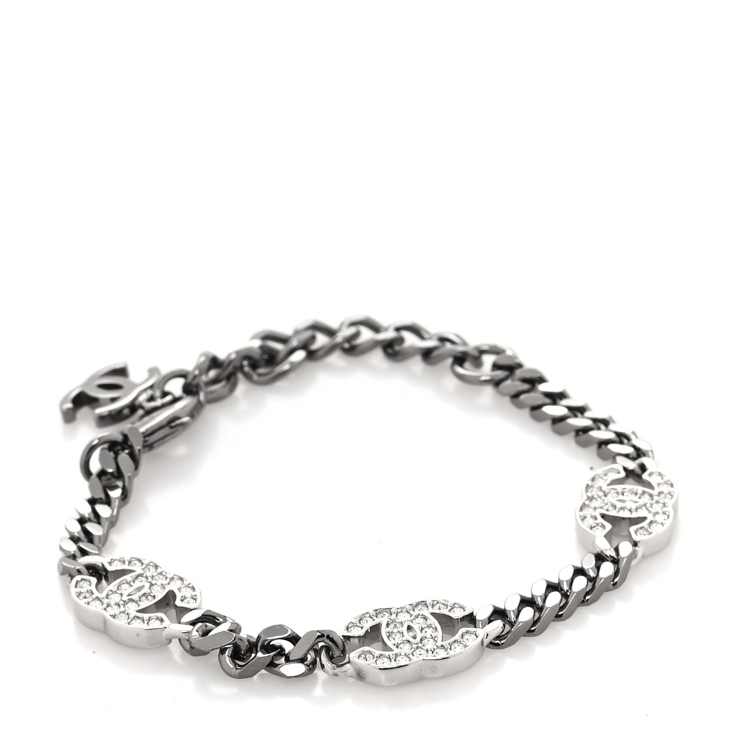Crystal CC Chain Bracelet Silver