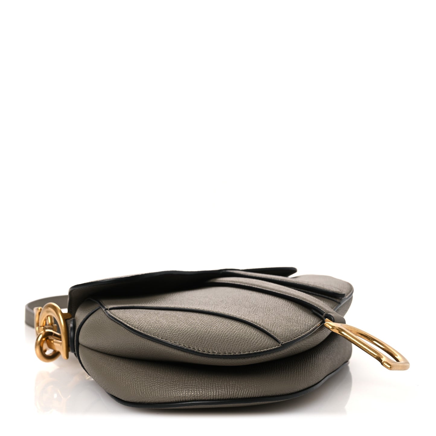 Grained Calfskin Saddle Bag With Strap Clay Green