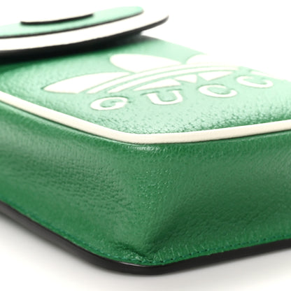 Gucci X ADIDAS Textured Dollar Calfskin Trefoil Embossed Phone Crossbody Bag New Shamarock 9 of 10