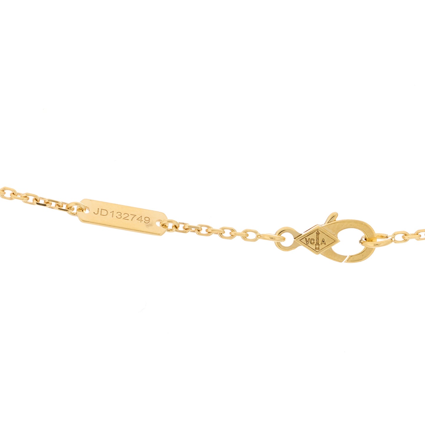18K Yellow Gold Guilloche Vintage Alhambra Pendant Necklace