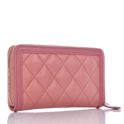 Chanel Caviar Quilted Medium Filigree Zip Around Wallet Pink 3 of 12