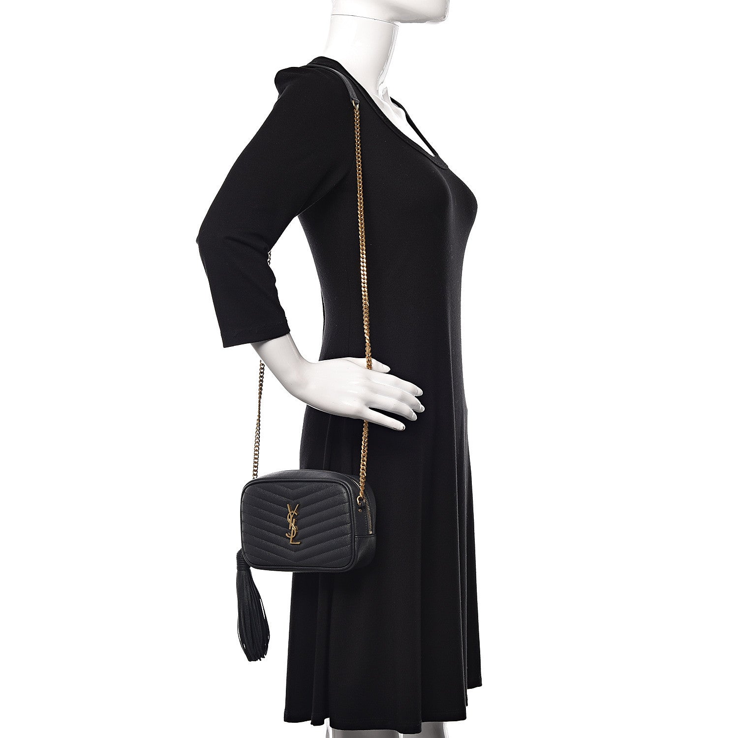 Saint Laurent Grain De Poudre Matelasse Monogram Mini Lou Camera Bag Dark Smog 2 of 11