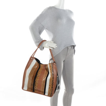 Proenza Schouler Calfskin Ayers Snakeskin Striped Medium Tote Dune 2 of 7