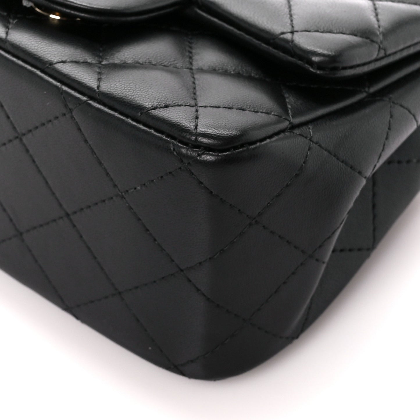 Lambskin Quilted Mini Square Flap Black