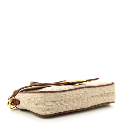 Fendi Sardinian Jacquard Vitello King FF 1974 Embroidered Baguette Corda Praline 4 of 10