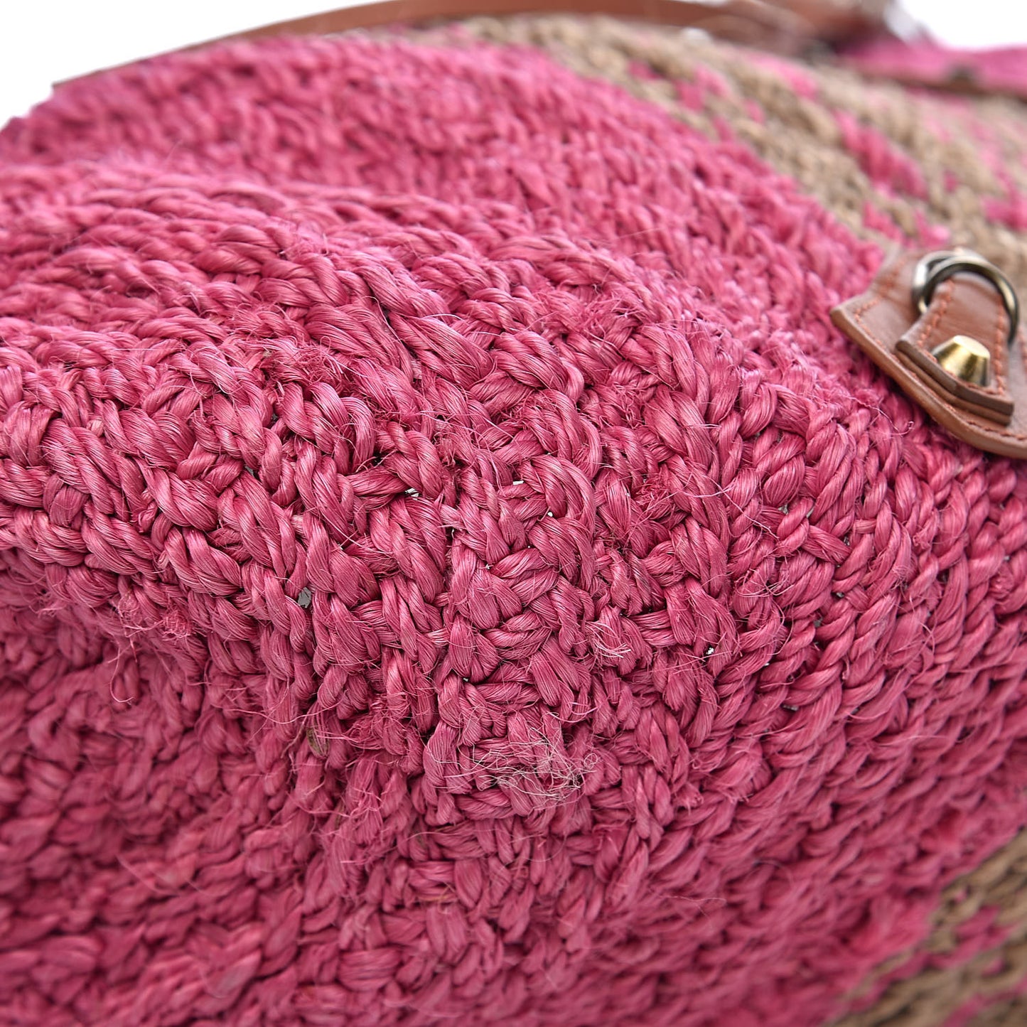Raffia Panier Two-Toned Raffia Tote Pink Natural