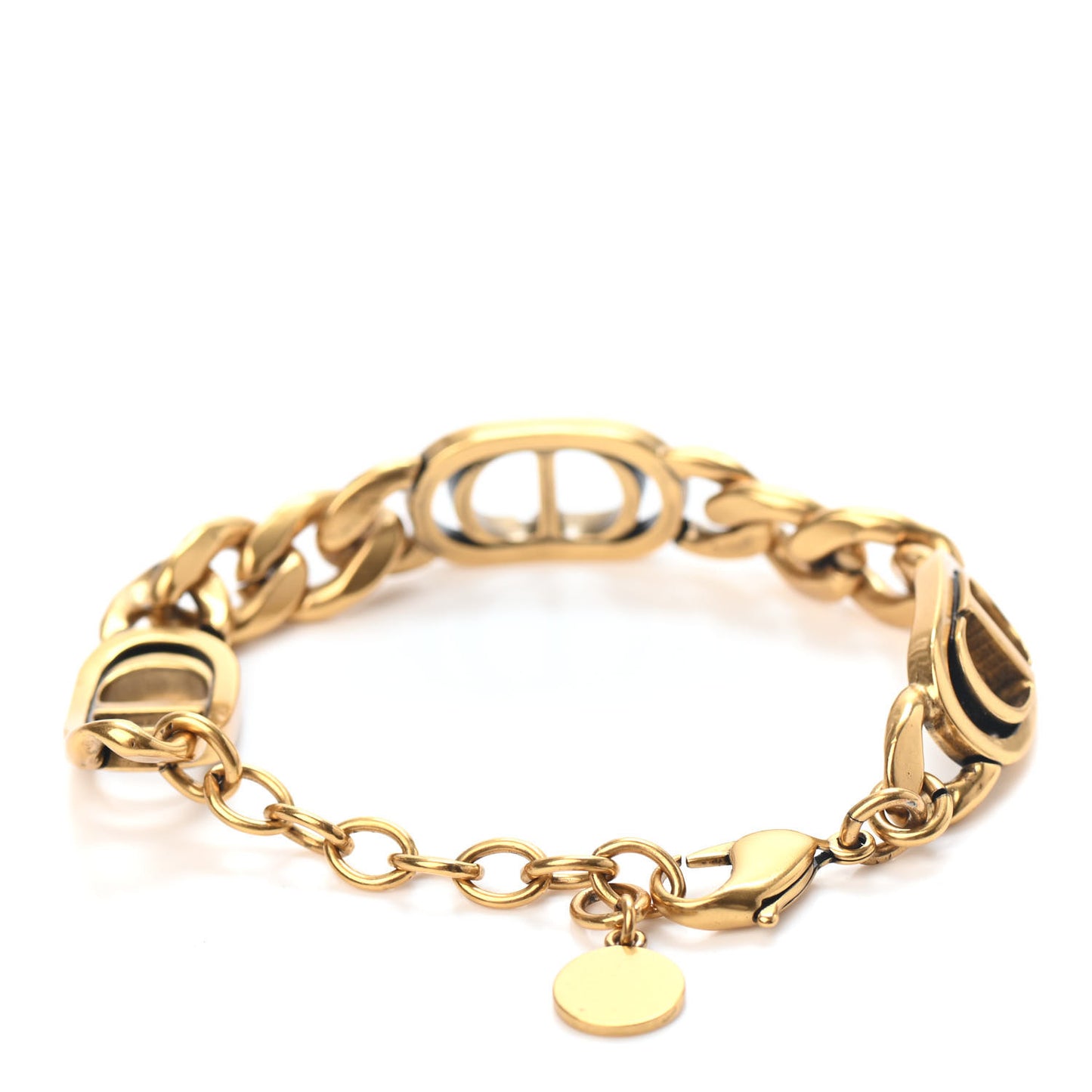 Metal CD Chain Bracelet Gold