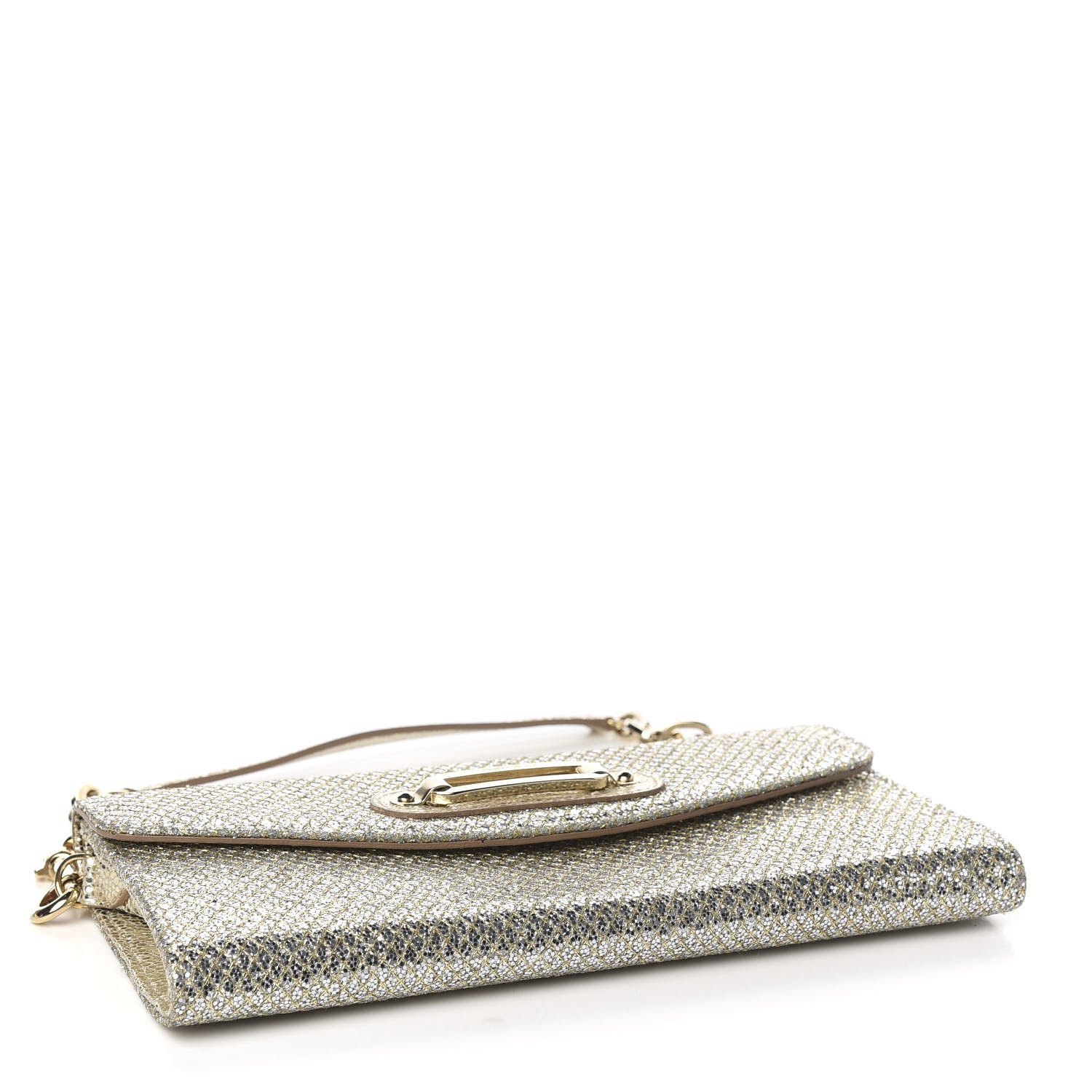 Jimmy Choo Glitter Fabric Large Riane Clutch Champagne 3 of 8
