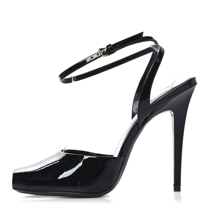 Saint Laurent Patent Calfskin La Scandale 110 Sandals 38.5 Black 1 of 10