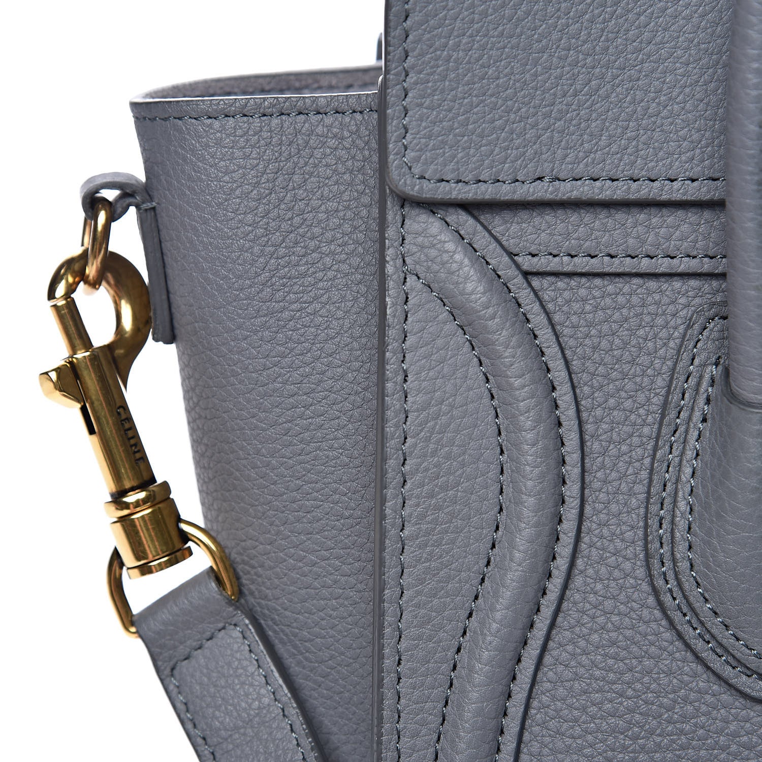 Celine Drummed Calfskin Nano Luggage Kohl 11 of 14