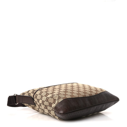 Gucci Monogram Calfskin Perforated Medium Flat Messenger Bag Dark Brown 4 of 17