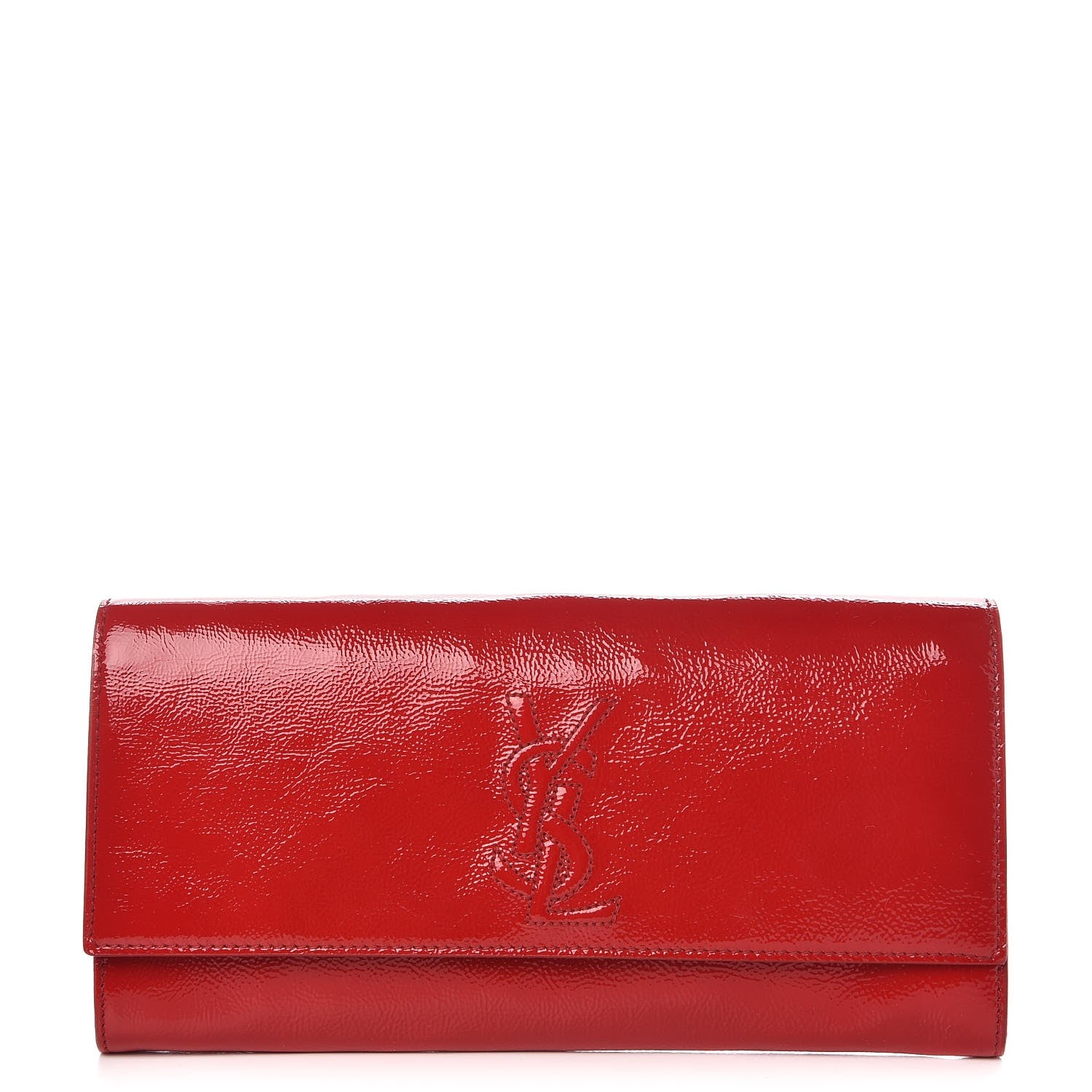 Saint Laurent Textured Patent Small Belle De Jour Clutch Red 1 of 8
