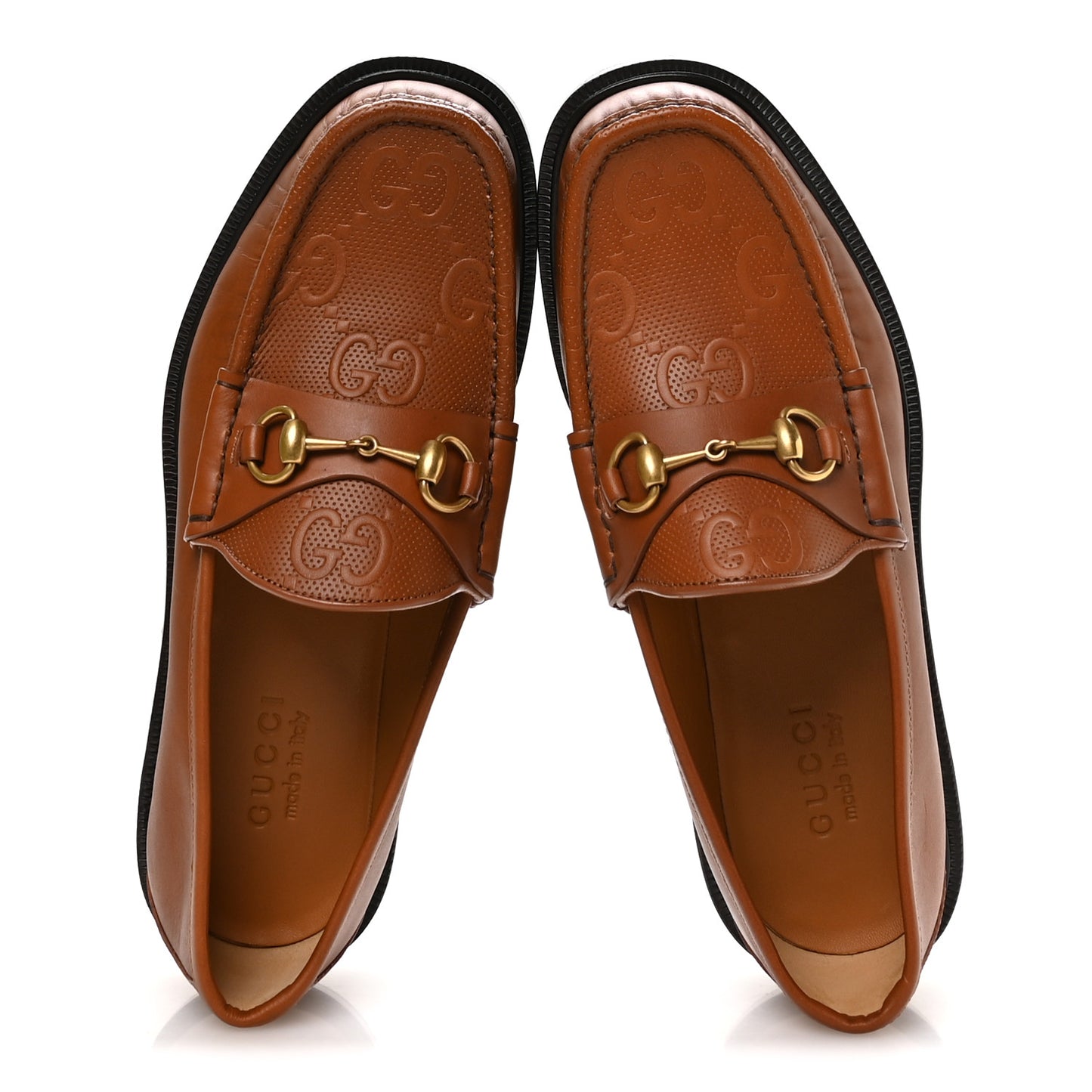 Harness Calfskin GG Tennis Embossed Mens Horsebit Loafers 8 Dark Brown