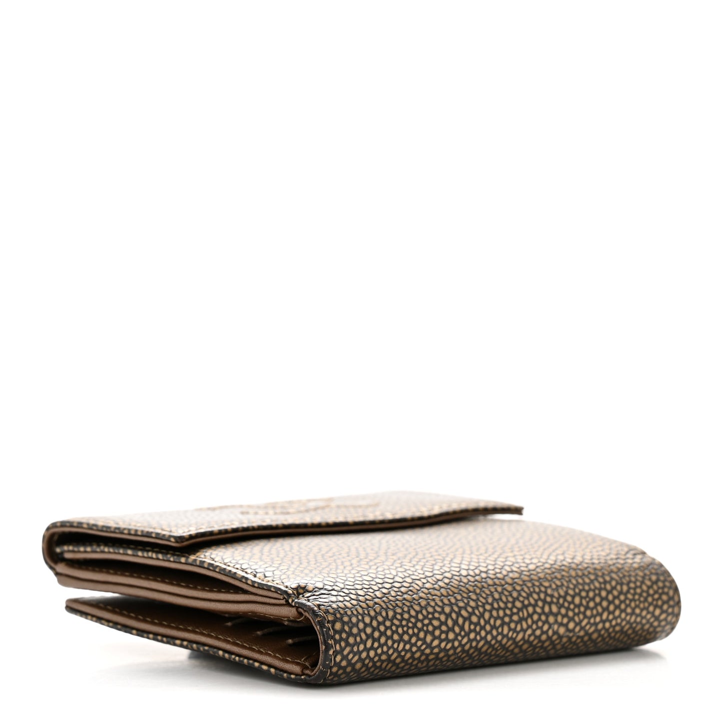 Metallic Caviar Timeless CC Compact Wallet Bronze