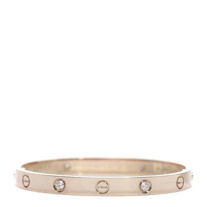 Cartier 18K Pink Gold 4 Diamond LOVE Bracelet 17 1 of 7