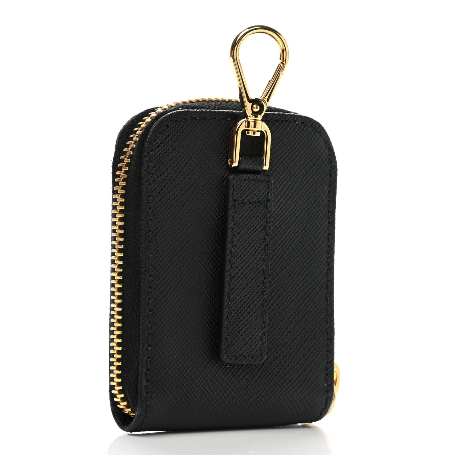 Saffiano Triangle Zip Around Mini Pouch Black
