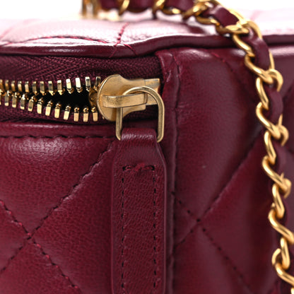 Chanel Lambskin Enamel Quilted Small Coco Hearts Vanity Case With Chain Burgundy 13 of 13