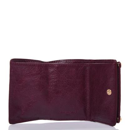 Balenciaga Agneau Arena Classic Gold Hardware Mini Wallet Violet Prune 5 of 13