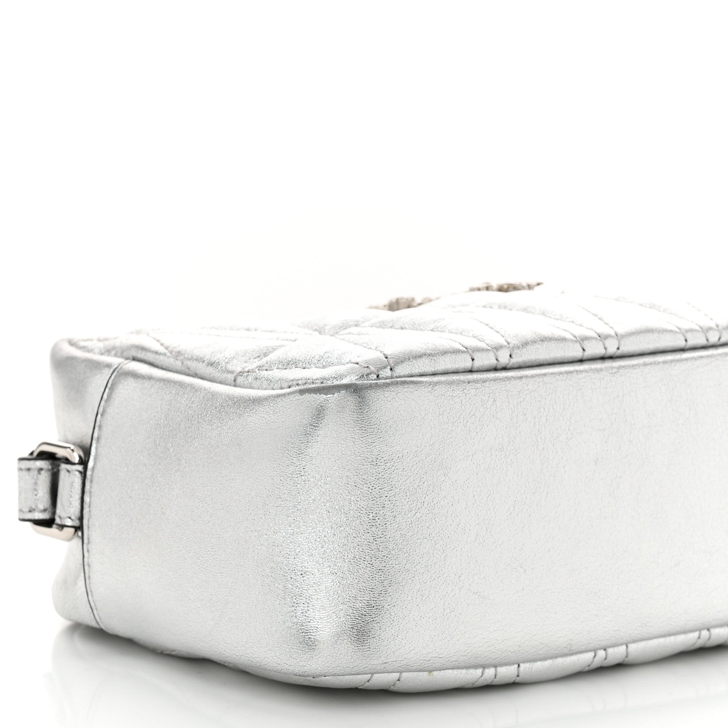 Versace Metallic Nappa Quilted Virtus Mini Camera Bag Silver 8 of 10