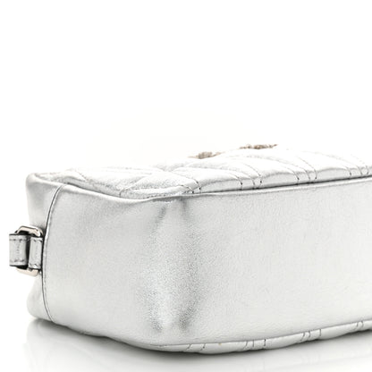Versace Metallic Nappa Quilted Virtus Mini Camera Bag Silver 8 of 10