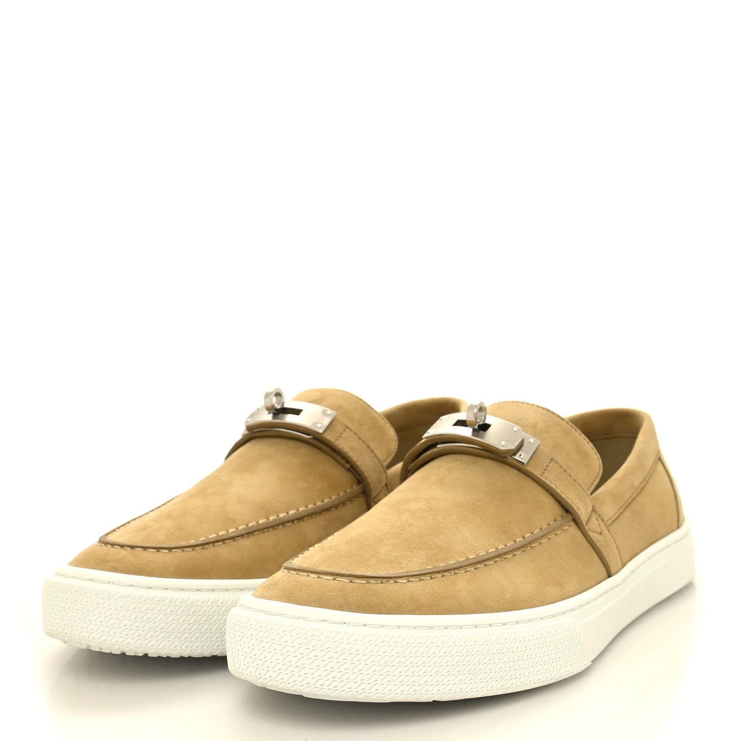 Suede Calfskin Mens Game Slip On Sneakers 42 Beige Albâtre