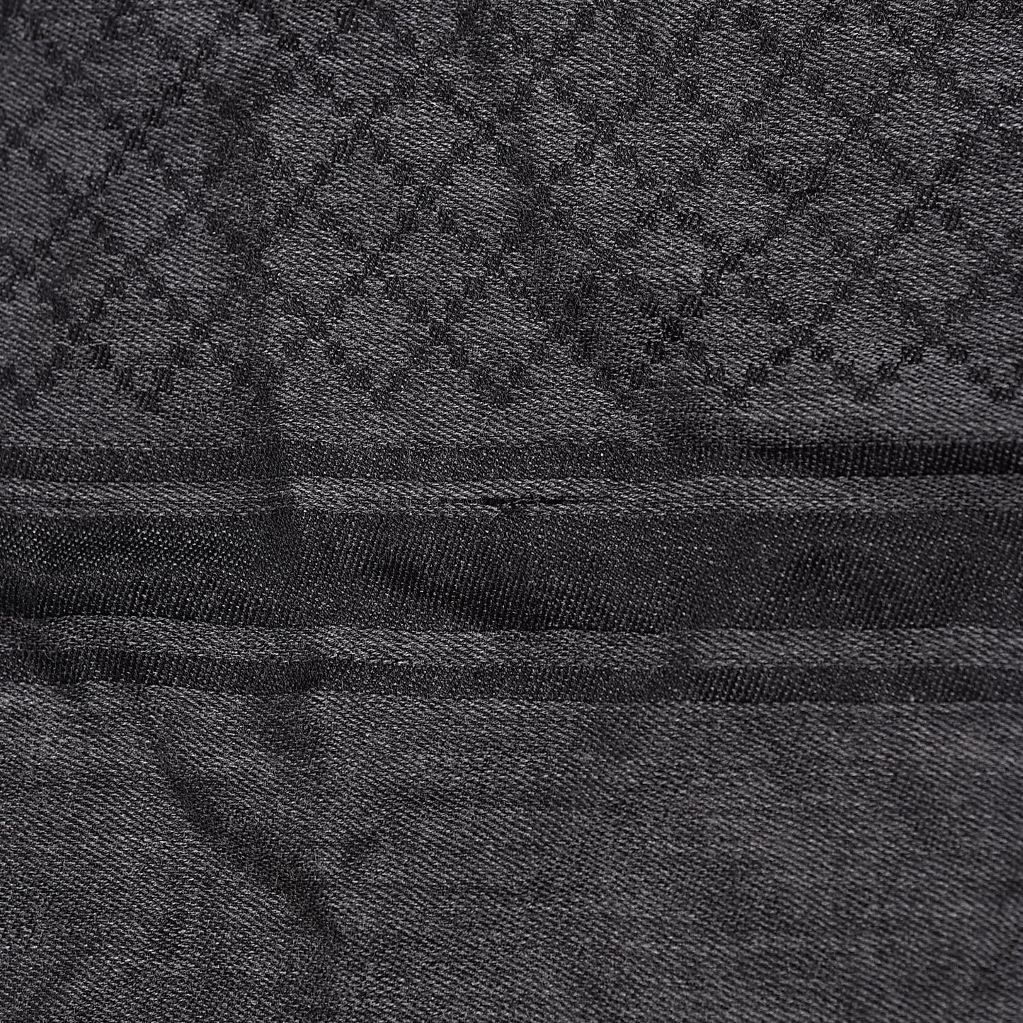 Wool Silk Fox Fur Monogram Shawl Scarf Black