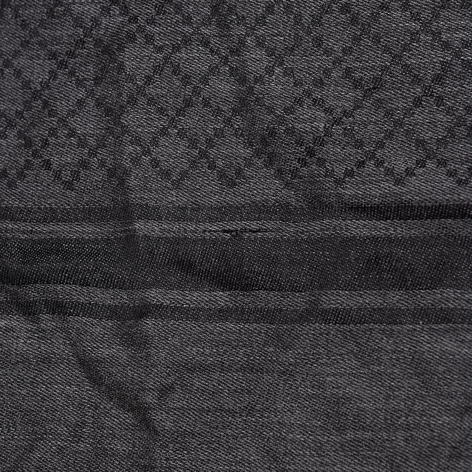Gucci Wool Silk Fox Fur Monogram Shawl Scarf Black 5 of 5