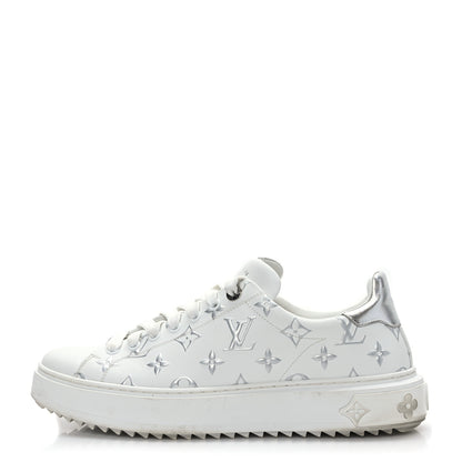 Louis Vuitton Calfskin Monogram Debossed Time Out Sneakers 41 White Silver 1 of 7