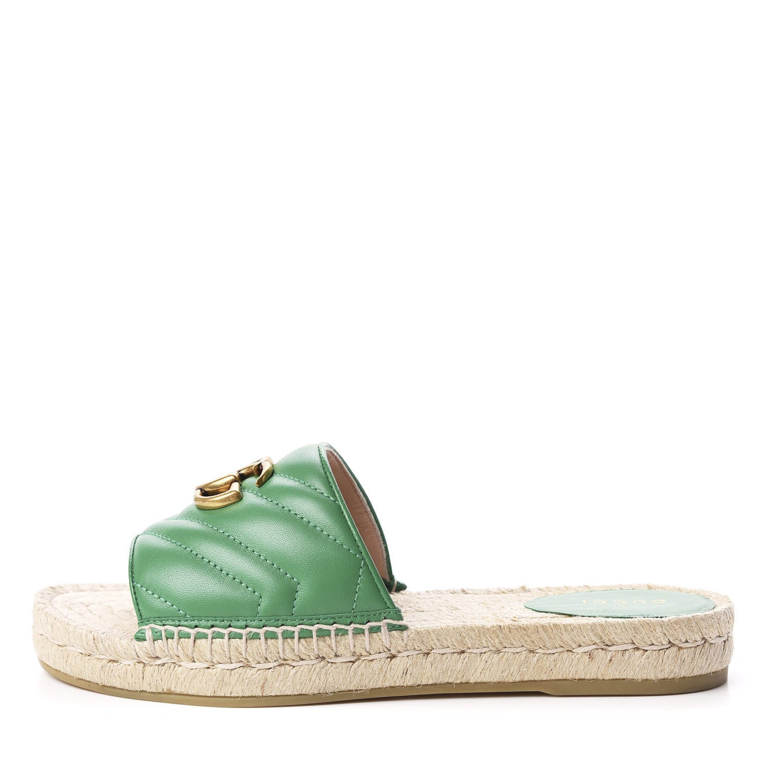 Gucci Nappa Matelasse GG Marmont Espadrille Slide Sandals 38 New Shamarock 1 of 9