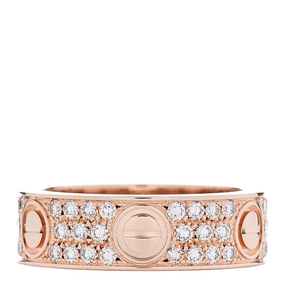 Cartier 18K Pink Gold Diamond 6.5mm LOVE Paved Ring 57 8 3 of 4
