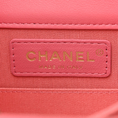 Chanel Lambskin Chevron Quilted North South Boy Flap Pink 6 of 10